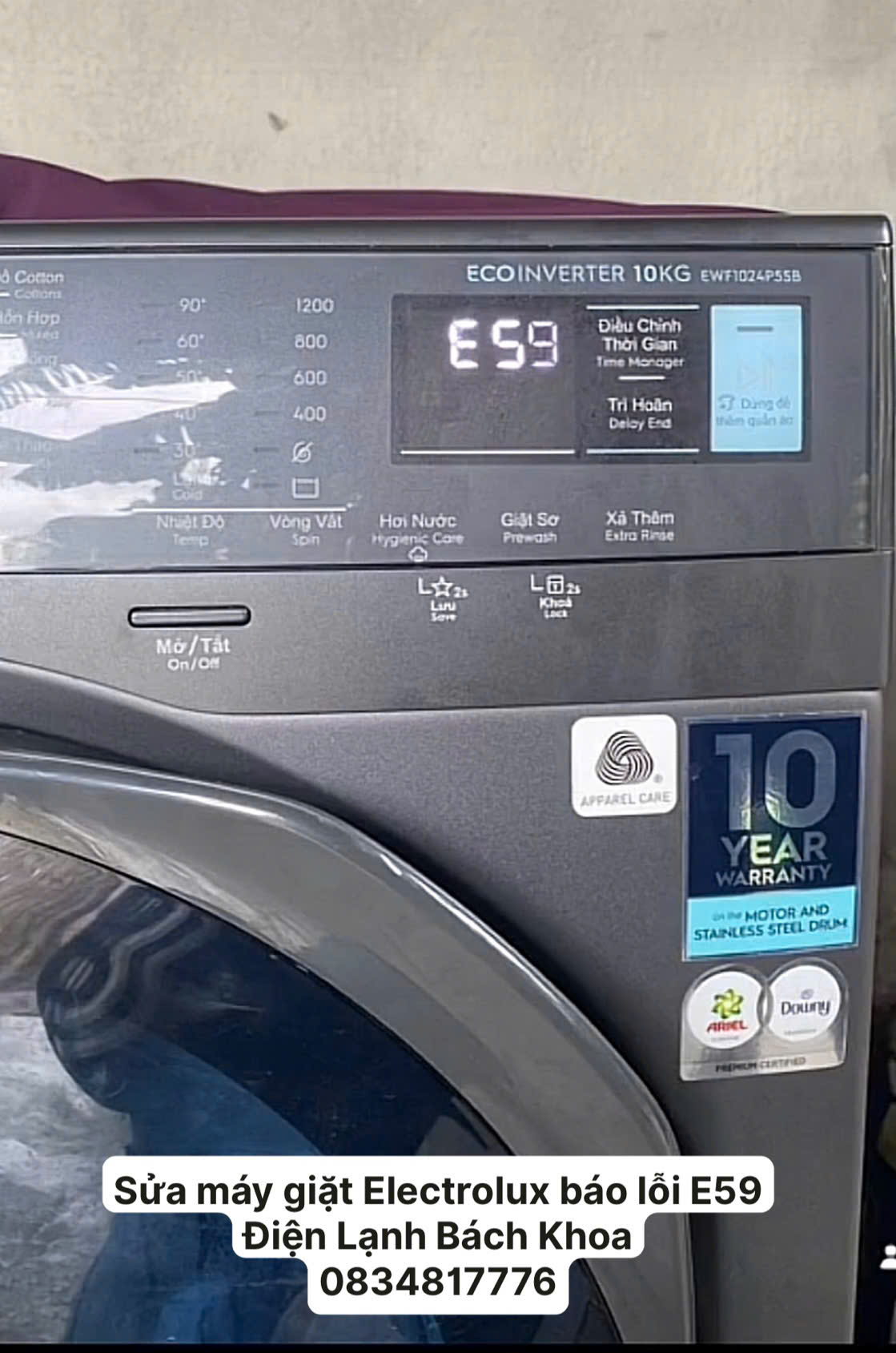 Máy giặt Electrolux báo lỗi E59