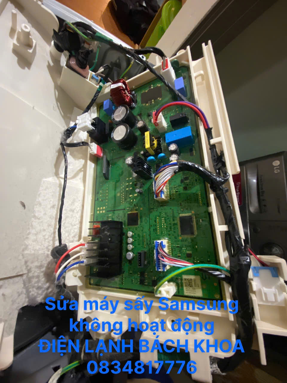 Sửa mạch công suất máy sấy Samsung báo lỗi 3c tại nhà uy tín.