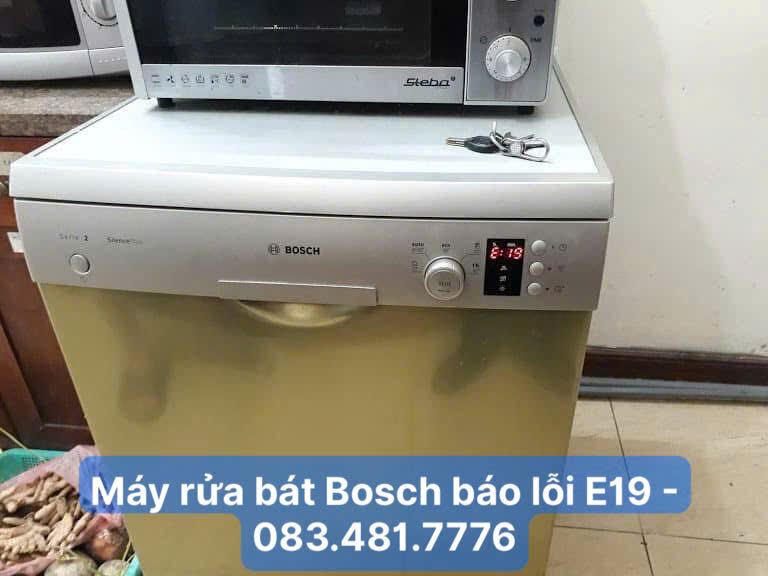 máy rửa bát Bosch báo lỗi E19 trên màn hình hiển thị