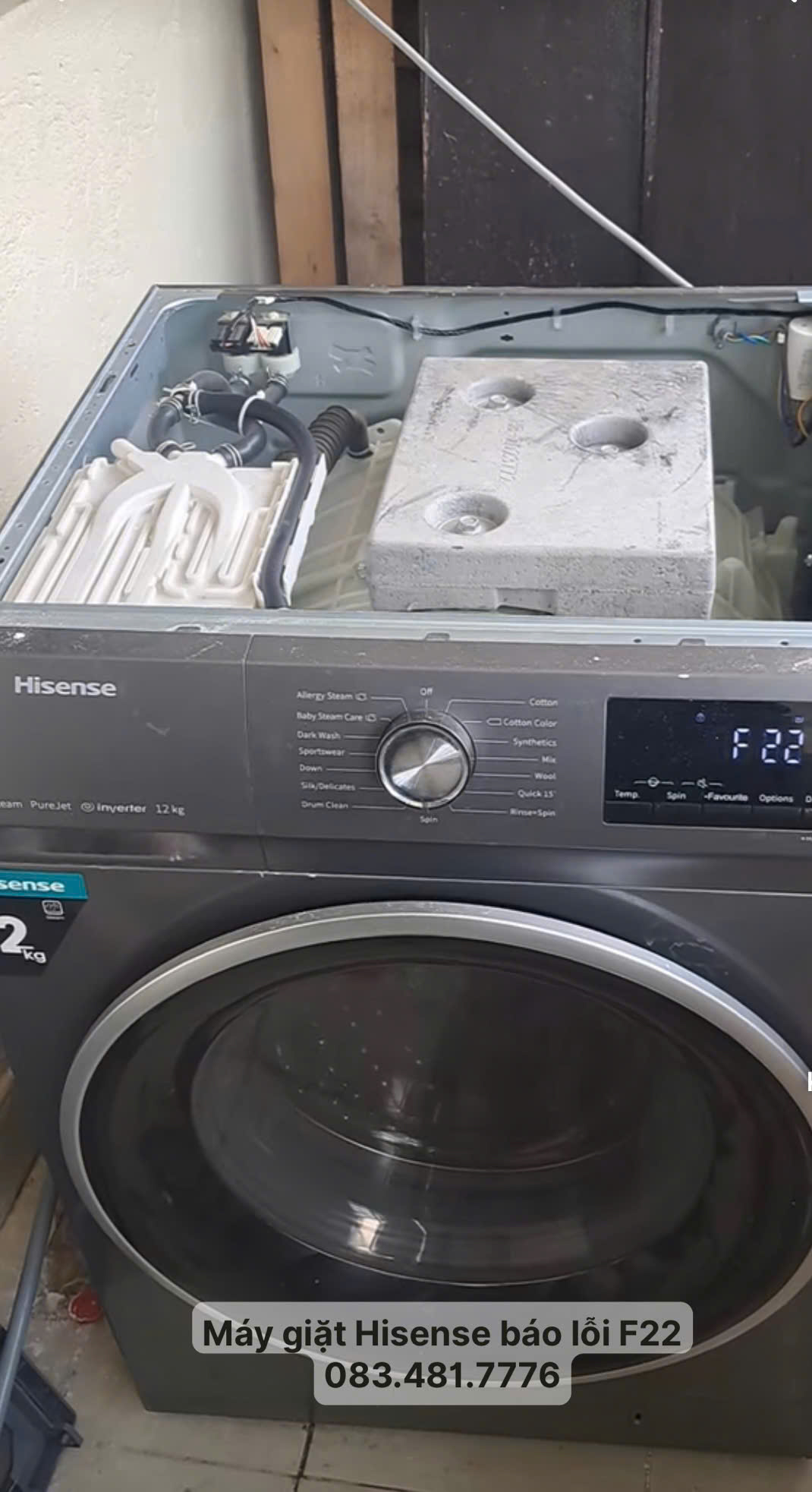 Máy giặt Hisense báo lỗi F22 ? Nguyên nhân và cách xử lí tại nhà 1 Sửa máy giặt Hisense báo lỗi F22 tại nhà
