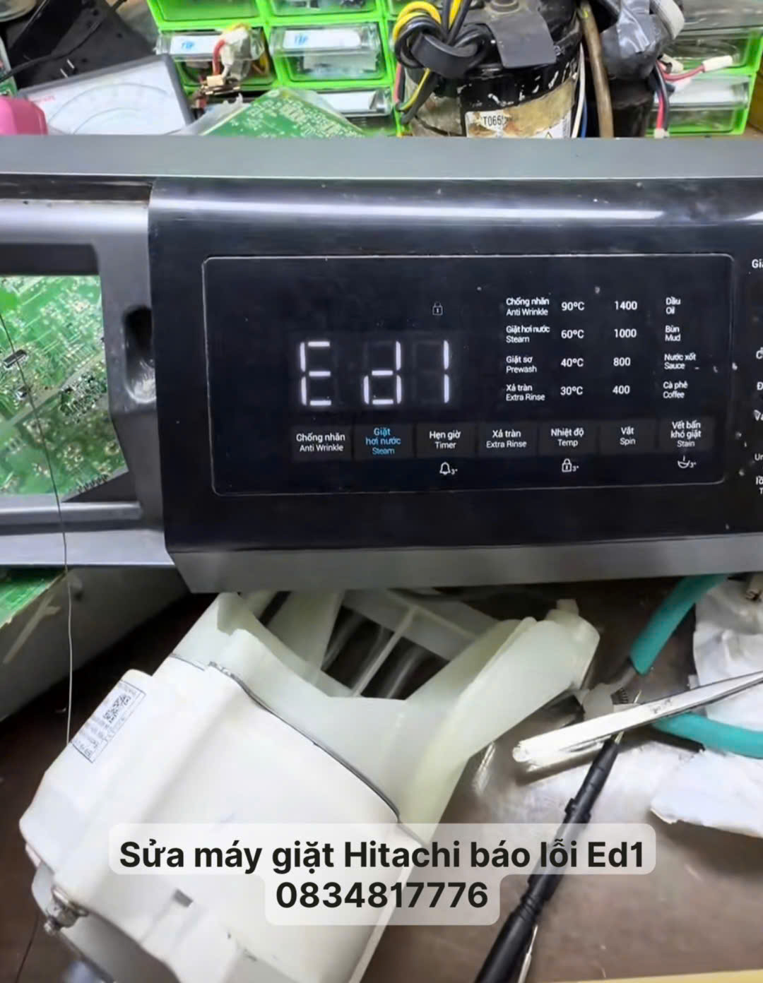 Máy giặt Hitachi báo lỗi Ed1